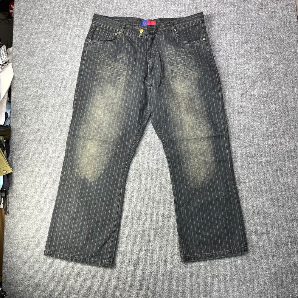 VTG Deadstock Y2K Super S Jeans Men's Denim Hickory Pinstripe‎ Straight - 39X29